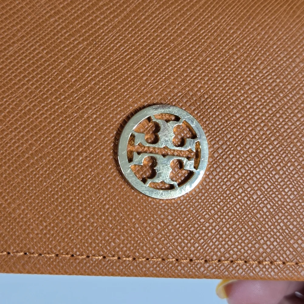 Tory Burch Women's‎ Orange Eye Glass Case EUC Designer Fashion Leather